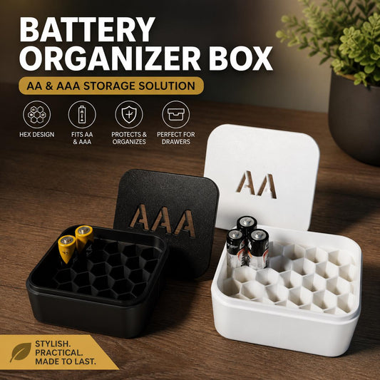 Battery Organizer Box with Lid – AA AAA Storage Case