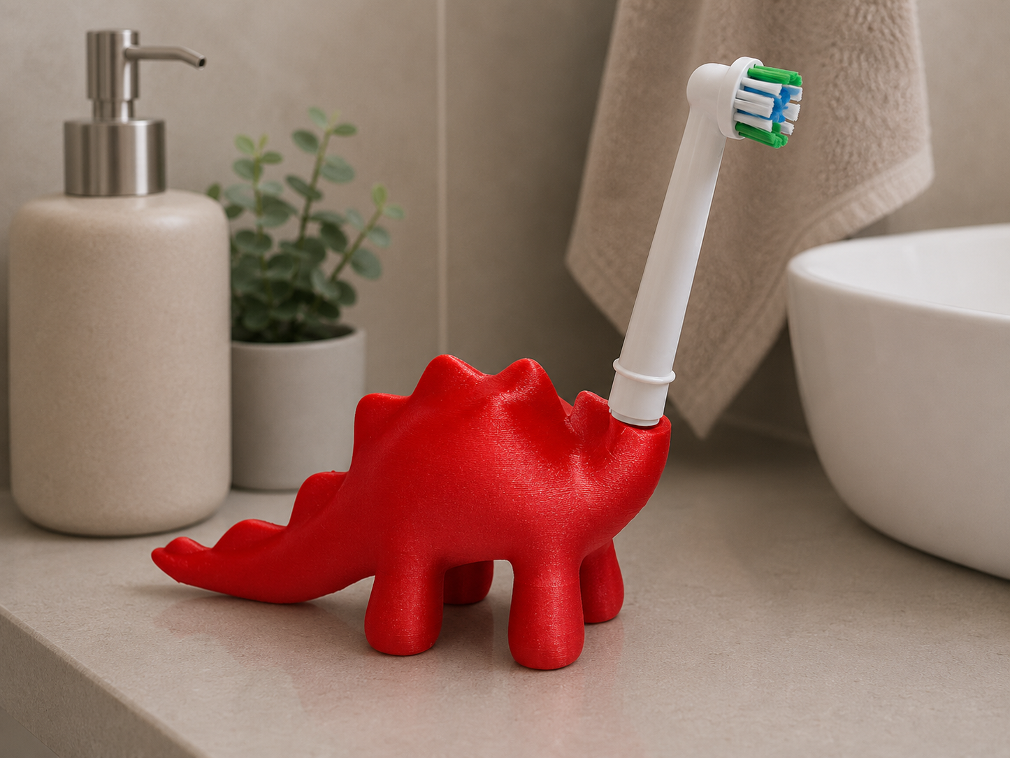 Oral-B and Philips Toothbrush Head Holder Dinosaur