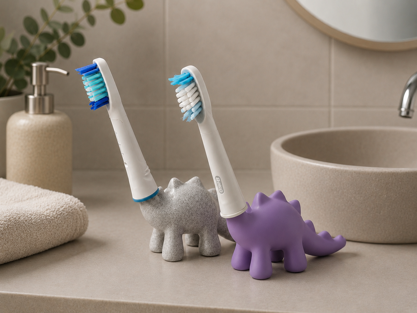 Oral-B and Philips Toothbrush Head Holder Dinosaur